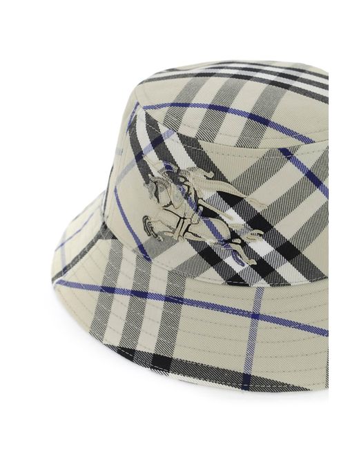 Burberry White Ered Cotton Blend Bucket Hat With Nine Words for men