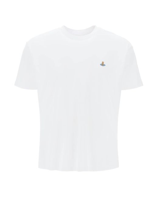 T Shirt Classica Con Logo Orb di Vivienne Westwood in White