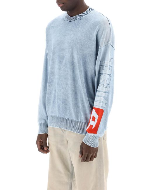 DIESEL Blue Cotton Denim Effect Knit Shirt for men