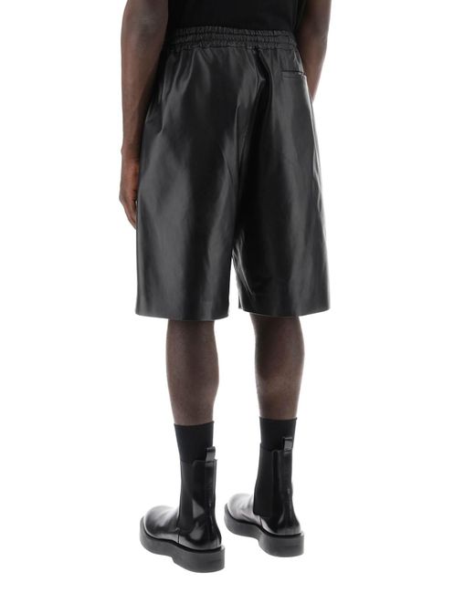 Jil Sander Black Leather Bermuda Shorts For for men