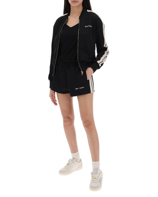 Palm Angels Black Track Sweatshirt With Contrast Bands