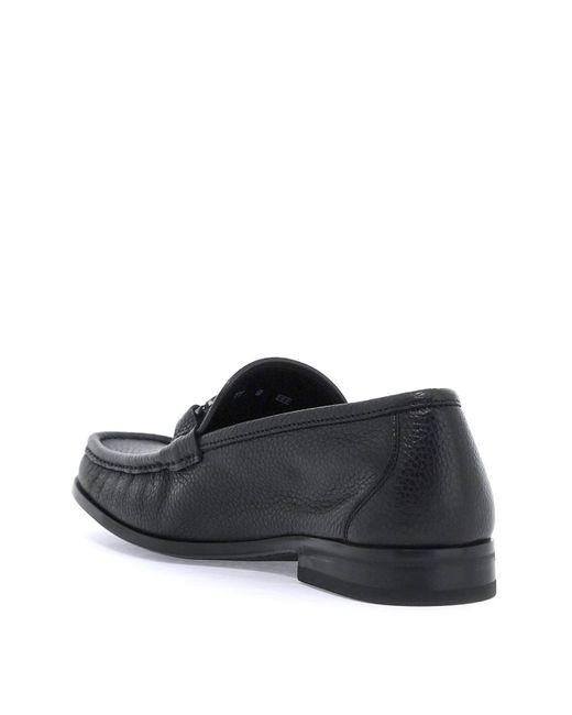 Ferragamo Black Loafers With Buckle And Hooks for men