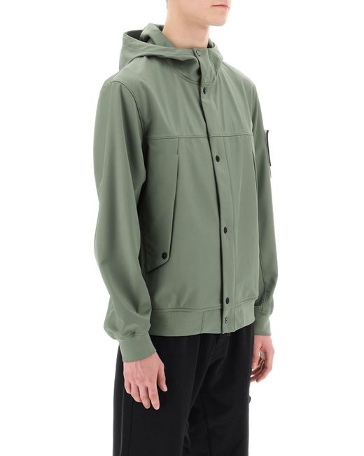 Stone Island Green Light Soft Shell-r Hooded Jacket for men
