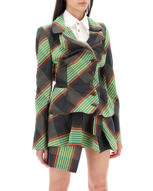 Vivienne Westwood Green Drunken Tailored Draped Jacket