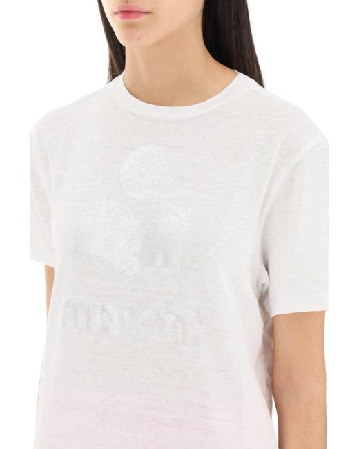 Isabel Marant White Isabel Marant Etoile 'zewel' T-shirt With Metallic Logo