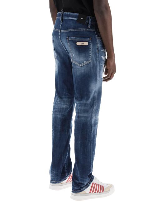 DSquared² Blue Destroyed Denim Jeans In 642 Style for men