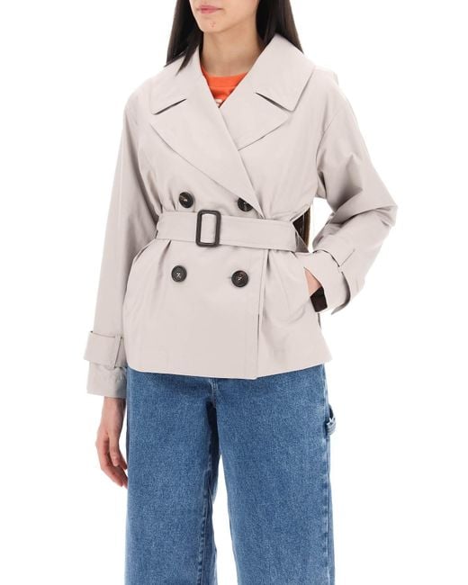 Max Mara The Cube Natural Short Double-Breasted Trench Coat