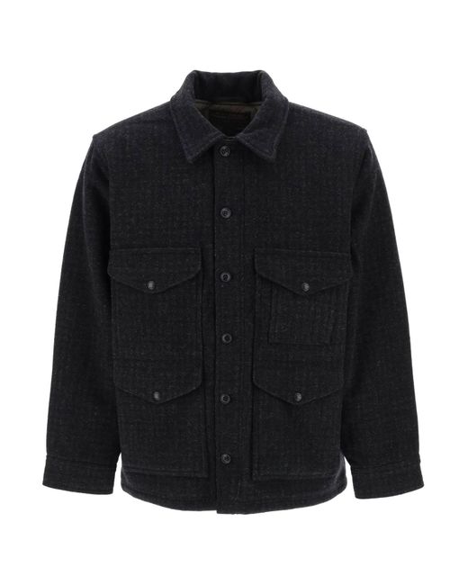 Filson Black Padded Mackinaw Wool Cruiser Jacket for men