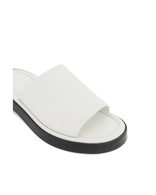 Ferragamo White Alvatore Leather Slides