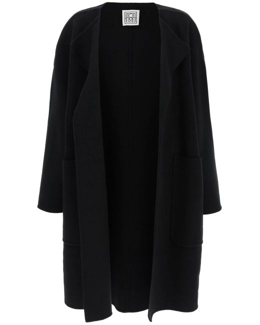 Totême Signature Cape Coat In Double Wool 36 Black Wool | Lyst Canada