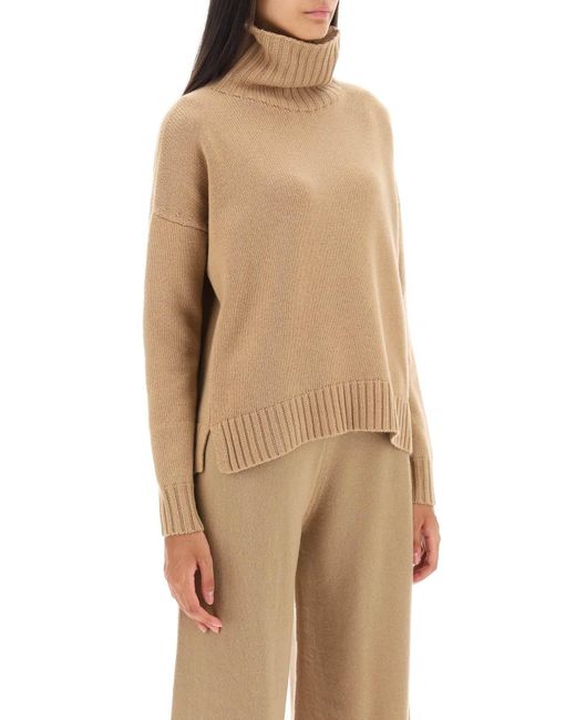 Max Mara Natural 'gianna' Wool And Cashmere Funnel-neck Sweater