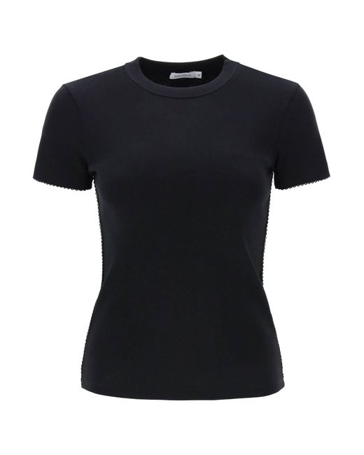 T Shirt Uma Con Dettagli Picot di Saks Potts in Black
