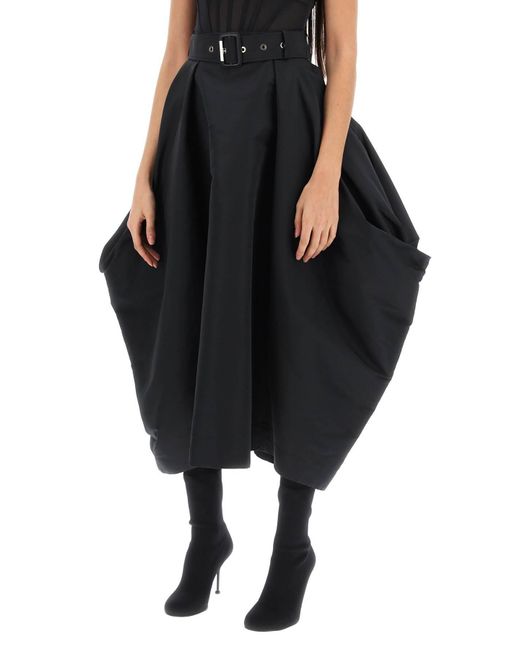 Alexander McQueen Black Peg-top Skirt In Polyfaille