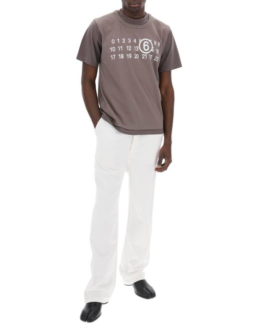 MM6 by Maison Martin Margiela Multicolor Layered T-Shirt With Numeric Signature Print Effect for men