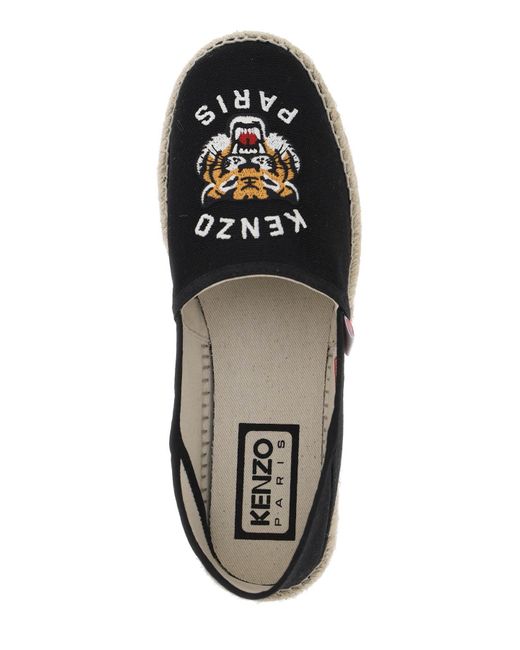 KENZO Black Canvas Espadrilles With Logo Embroidery for men