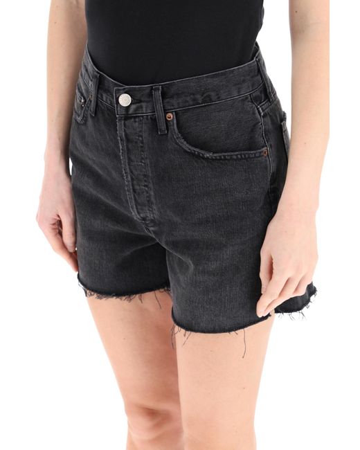 agolde black dee shorts