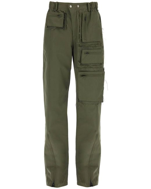 ANDERSSON BELL Green Cargo Pants With Raw-Cut Details for men