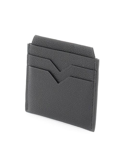 Valextra Black Leather Cardholder for men