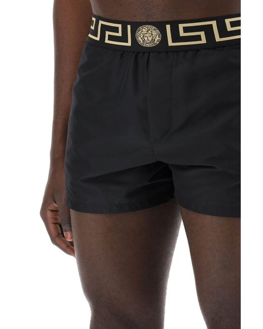 Versace Black Greek Sea Bermuda Shorts For for men