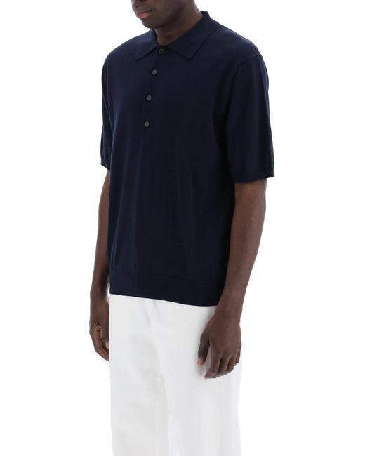 Closed Blue Soft Fine Knit Polo Shirt for men