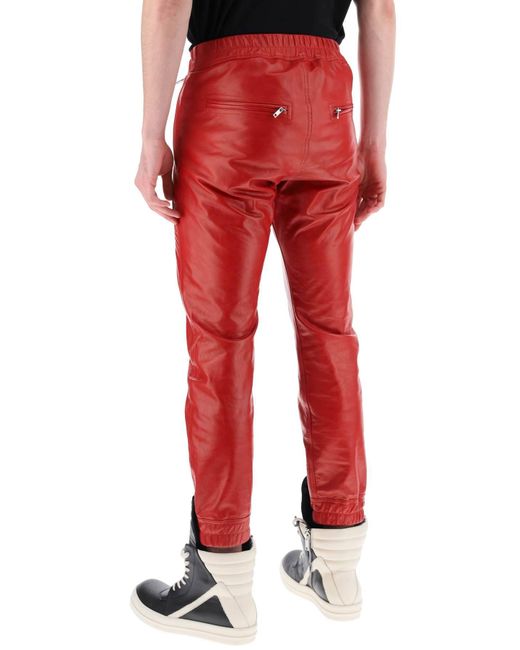 Rick Owens Red Luxor Leather Pants For for men