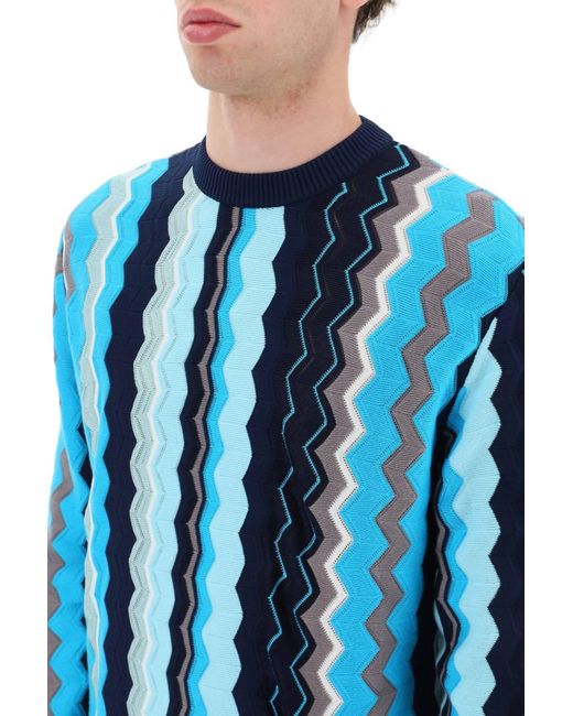 Missoni Blue Zigzag Sweater for men