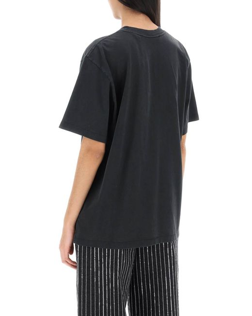 ROTATE BIRGER CHRISTENSEN Black Faded Effect T Shirt With Logo Embroidery