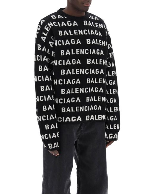 Pullover Con Logo All Over di Balenciaga in Black