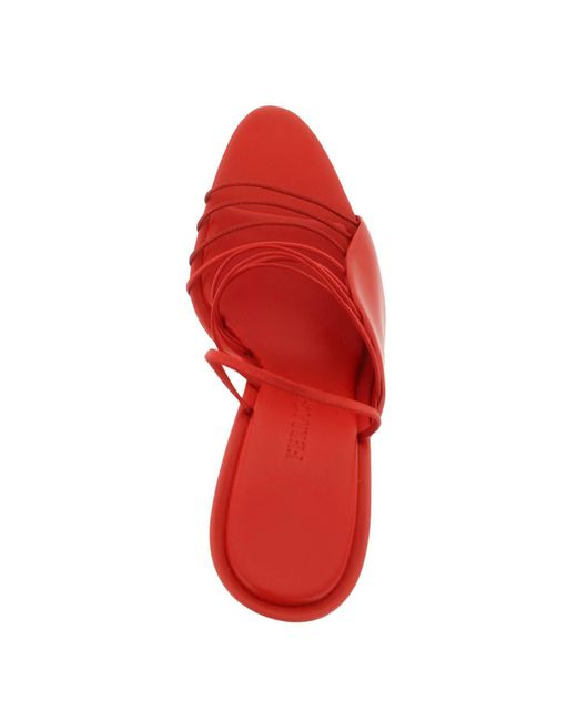 Ferragamo Red Mignn Leather Heel Sandals