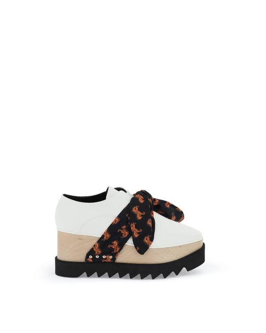 Stella McCartney Black Platform Elyse Loafers Eith Printed Band