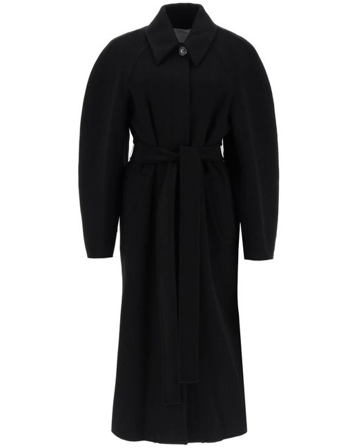 Sportmax Black Azzorre Long Coat In Wool And Cashmere