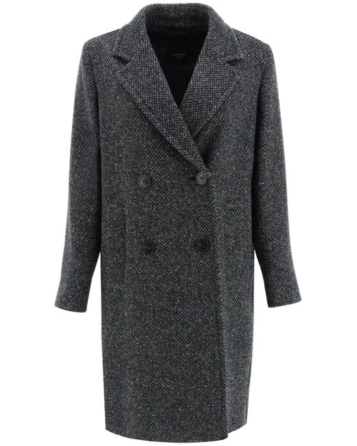 Weekend by Maxmara Black 'ebridi' Virgin Wool Tweed Coat Grey Wool