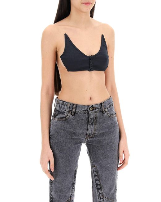 Y. Project Blue Y Project Invisible Strap Crop Top With Spaghetti