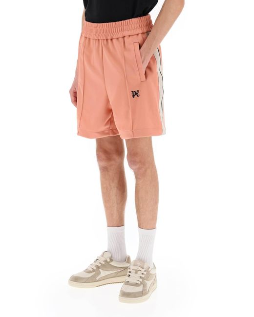 Palm Angels Pink Sweatshorts With Side Bands for men