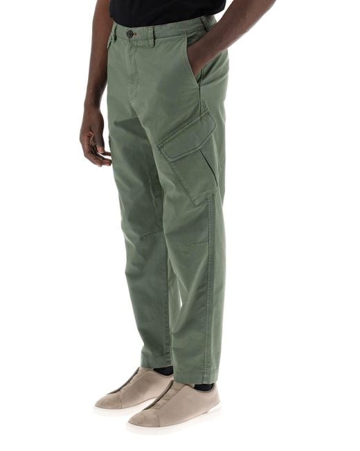 PS by Paul Smith Green Stretch Cotton Cargo Pants For /W for men