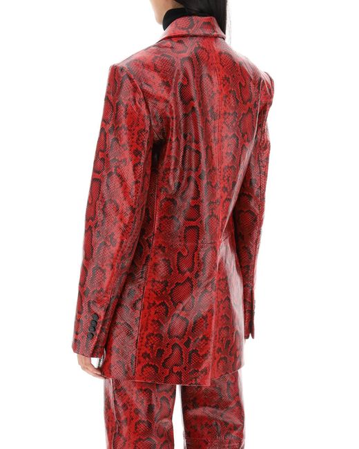 Sportmax Red Fiorigi Snake-effect Leather Jacket