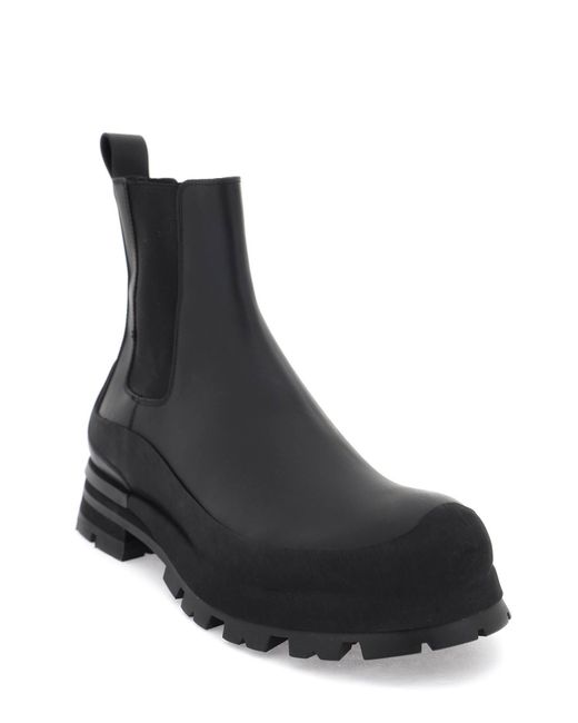 Alexander McQueen Black Leather Chelsea Ankle Boots for men