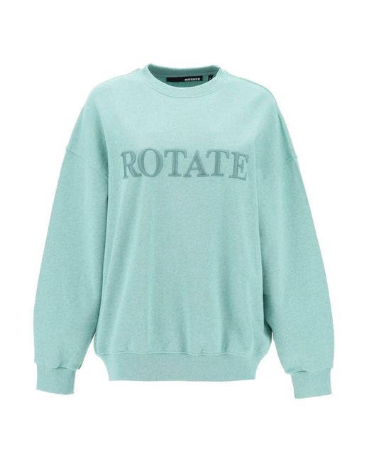 ROTATE BIRGER CHRISTENSEN Blue Organic Cotton Crewneck Sweatshirt