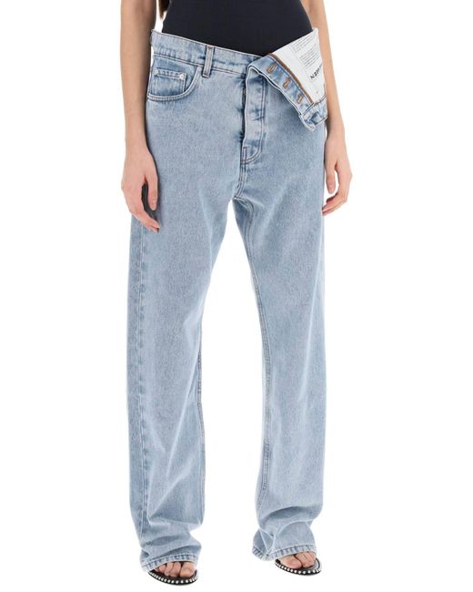 Y. Project Blue Asymmetric Waist Jeans With Seven