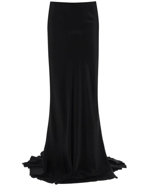 Ann Demeulemeester madeleen Satin Maxi Skirt With Train in Black