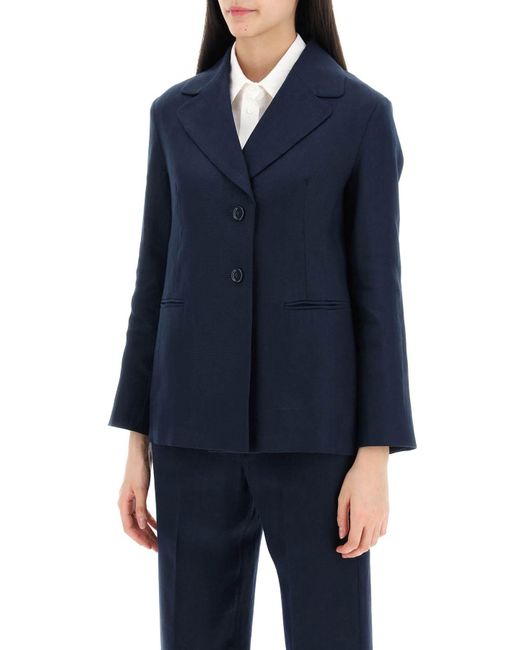 Max Mara Blue "Single-Breasted Linen Jacket Souvenir