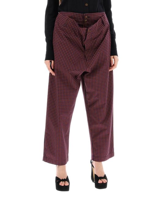 Vivienne Westwood Red Alien Micro Tartan Pants for men