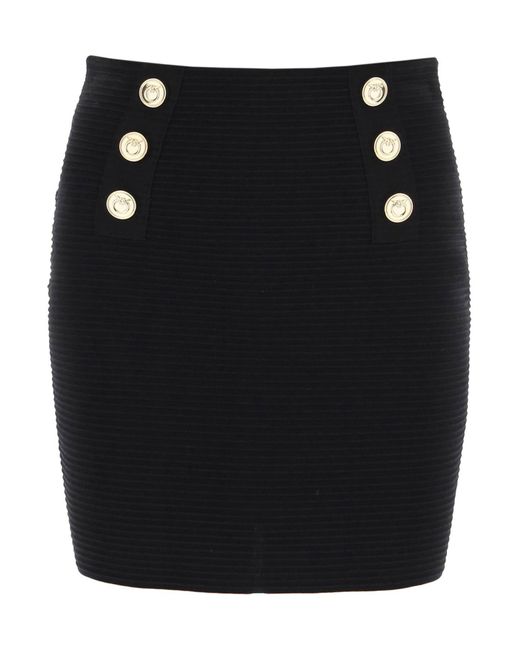 Pinko Black Cipresso Mini Skirt With Love Birds Buttons