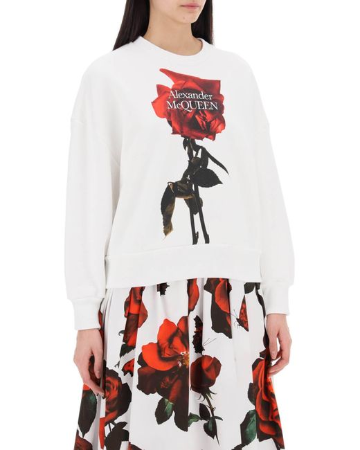 Alexander McQueen White Shadow Rose Sweatshirt