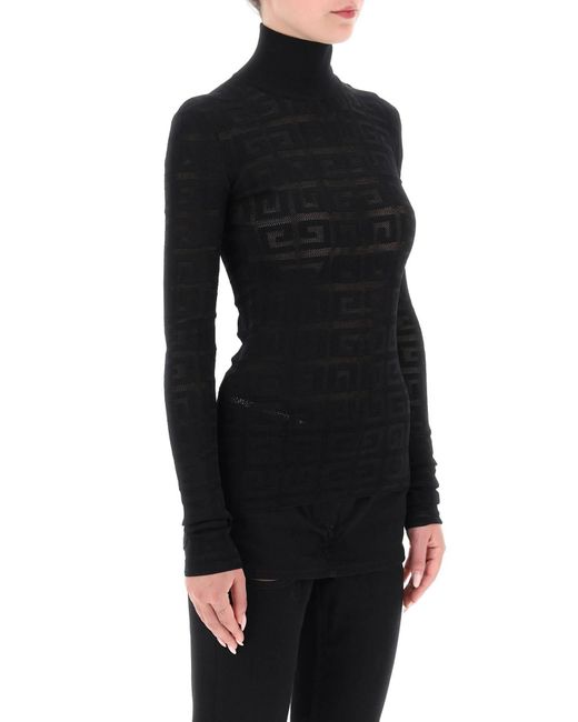 Givenchy Black 4G Monogram Jacquard Knit Turtlenck Sweater