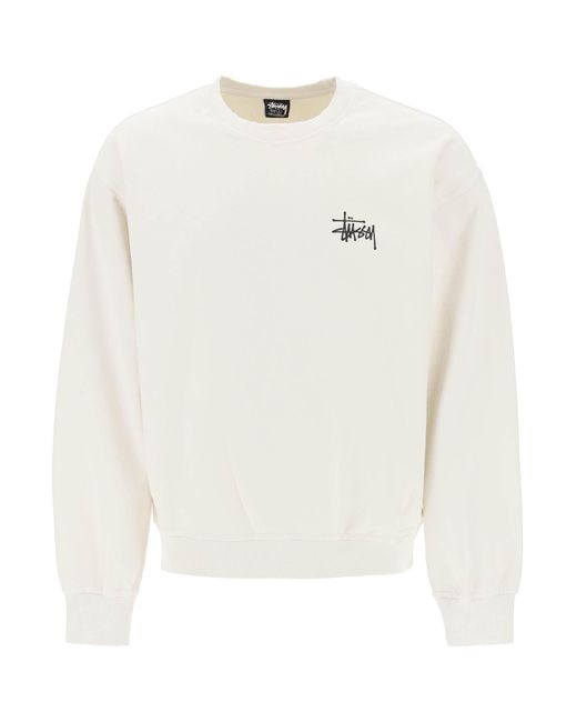 Stussy White Crew-neck Sweatshirt With Logo Print for men