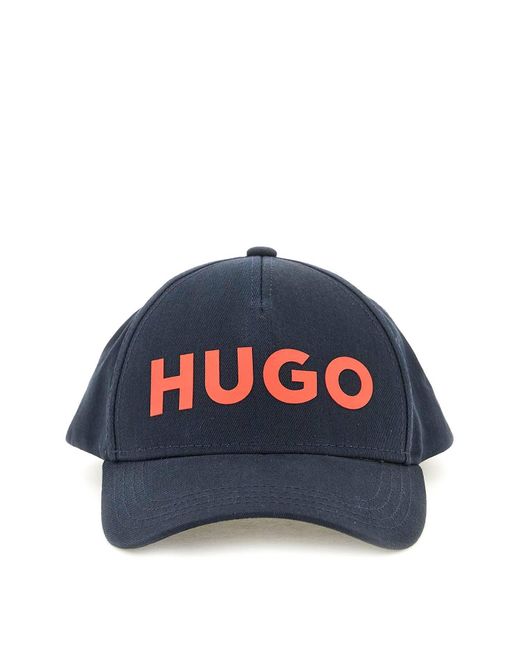 HUGO Blue Hugo Baseball Cap With Logo Print for men