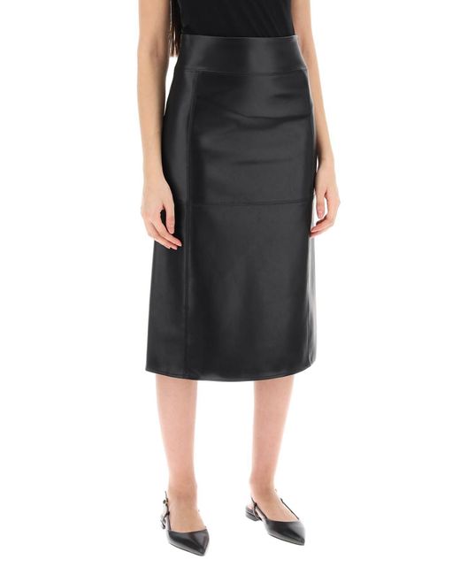 Max Mara Black Coated Fabric Midi Skirt