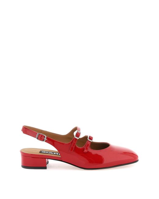 CAREL PARIS Red Patent Leather Slingback Mary Jane