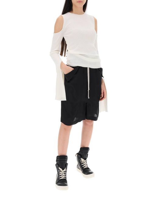 Rick Owens White Sweater With Cut-Out Shoulders